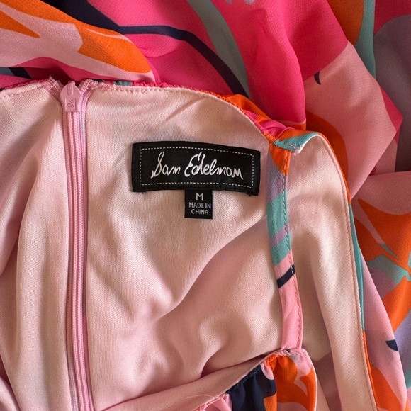 Sam Edelman Deco Trapeze Dress Chiffon Pink Multi - Picture 9 of 9